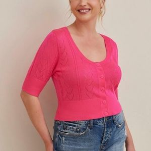 BNWT Torrid Cropped Pink Heart Cardigan